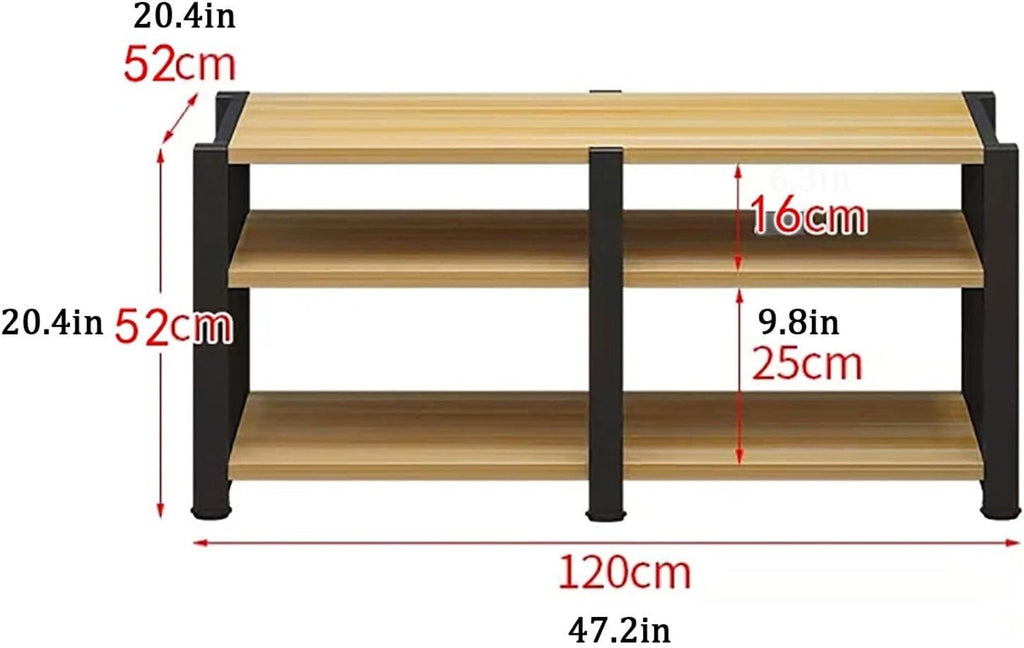 AV Media Stand, Video Audio Rack with Storage Shelves, Multi-Function Record Player Stand, Stand Corner Component Stereo Cabinet, Power Amplifier Shelf Equipment(Natural,3 tier 52CM/20.4in)