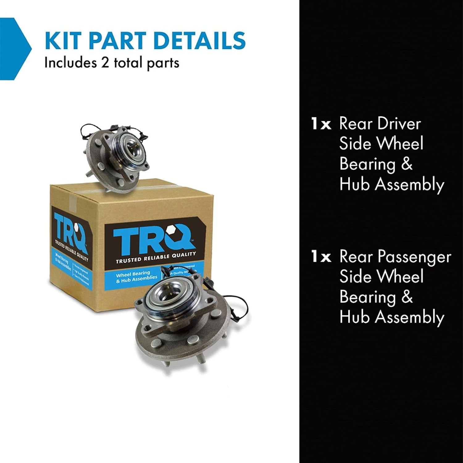 TRQ 2 Piece Rear Wheel Bearing & Hub Assembly Set Compatible with 2003-2006 Ford Expedition Lincoln Navigator