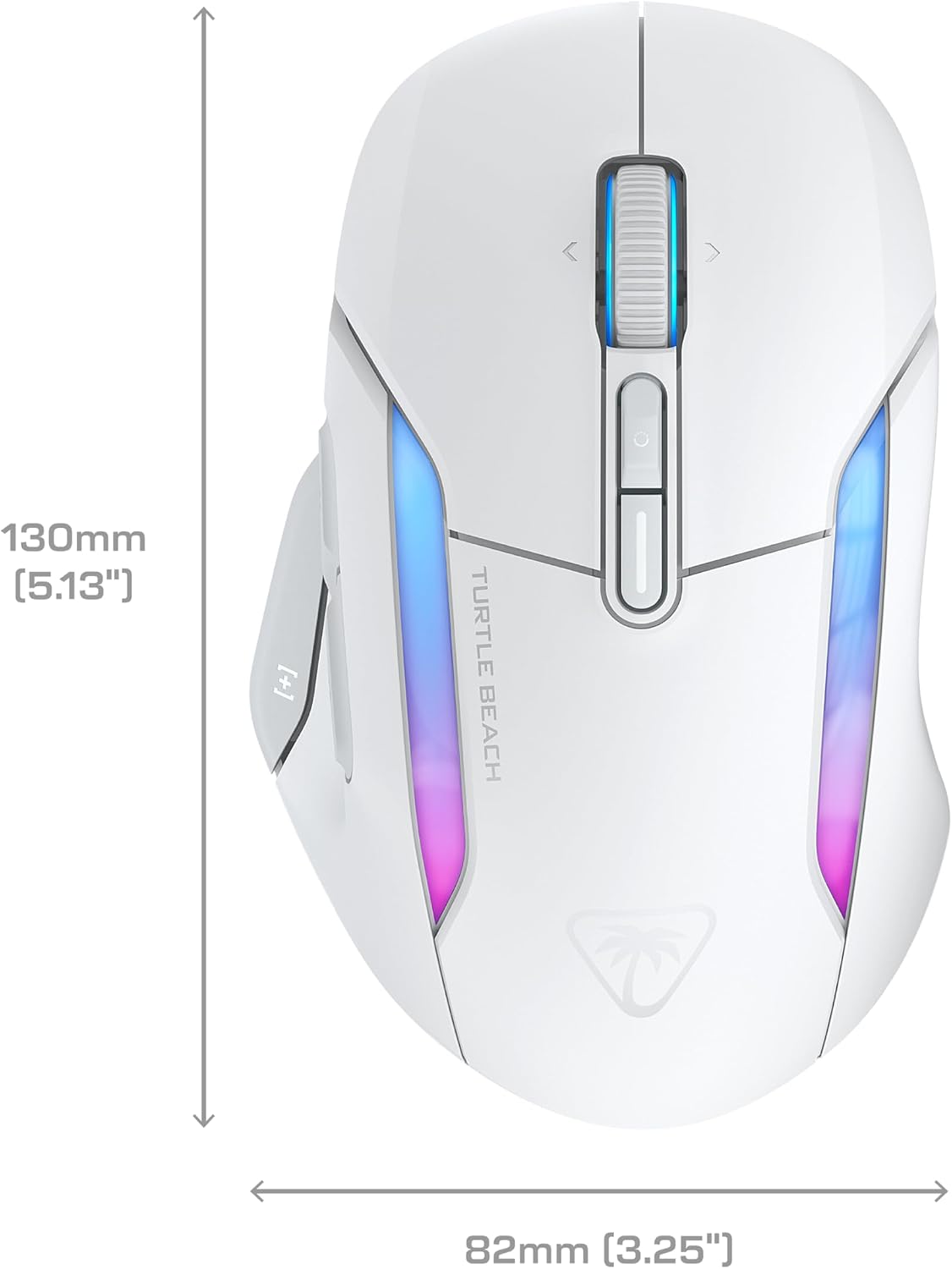 Turtle Beach Kone II Air Wireless RGB Gaming Mouse, 350-Hr Rechargeable Battery, 26000 DPI Optical Sensor, 100M Click Optical Switches, 21 Customizable Inputs, Ergonomic, 4D Scroll Wheel– Arctic White