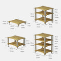 Multifunctional AV Media Stand, Open Storage Cabinet, 3-Tier Wooden Audio Rack, Stainless Steel Frame, TV & Media Component Display Shelf, Brown (60x48x62cm)