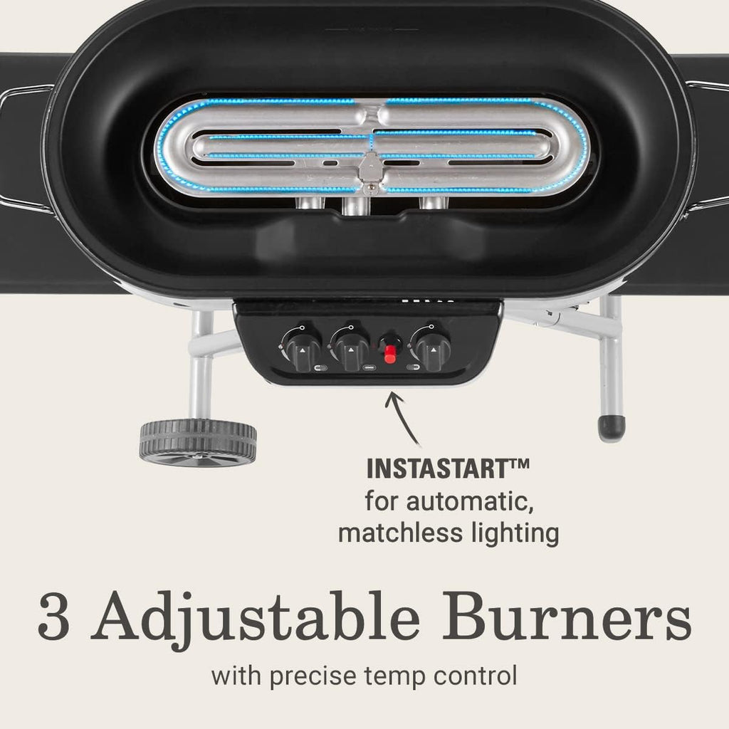 Coleman RoadTrip 285 Portable Stand-Up Propane Grill with 3 Adjustable Burners & Instastart Ignition, 20,000 BTUs of Power for Outdoor Cooking, Camping, Tailgating, Grilling, BBQs, & More
