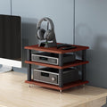 Modern Audio Rack Stand - Open Storage Media Cabinet, Floor-Standing Stereo Tower for CD Player & AV Equipment, Teak Finish, 40x35x33.5CM, Perfect for Home Theater & Office