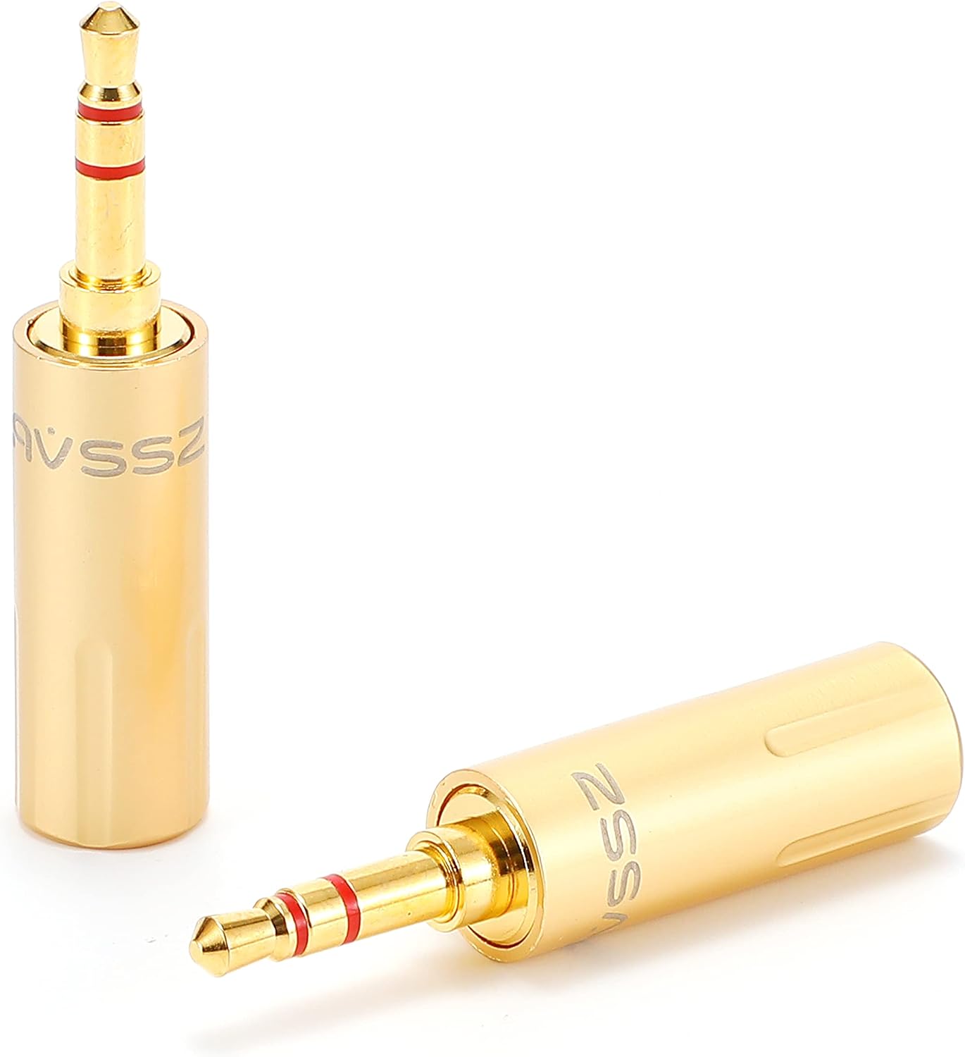 30PCS Jack 3.5 mm 1/8'' Stereo TRS Headphone Line Jack Adapter Audio Plug 3 Pole Plug Connector, Earphone Headset Cable Repair Replacement (3.5mm-1/8'' TRS, Golden Color - Male Jack)