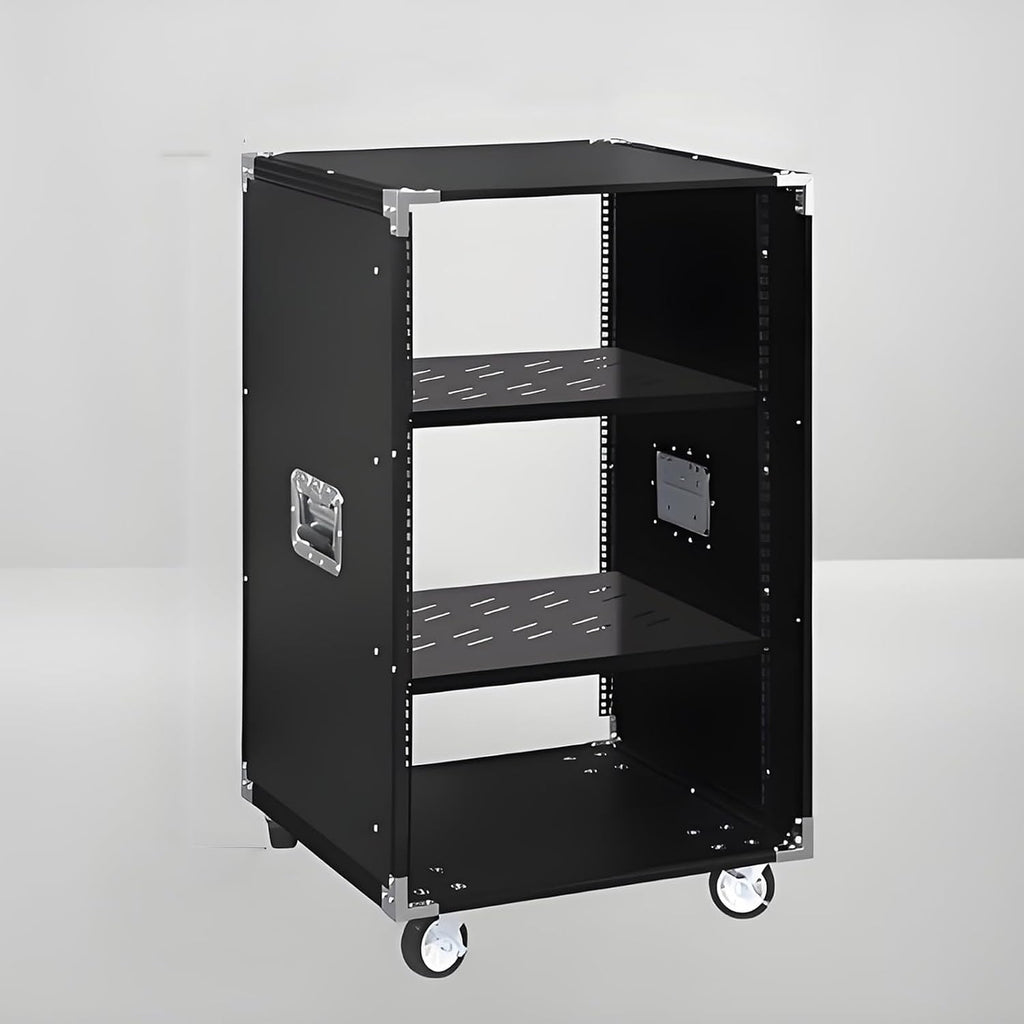 5-Tier Rolling Media Stand - Multi-Layer Av Shelf & Network Rack for Audio/Video Equipment Mobile Entertainment Center Storage Solution for Home Theater Living Room Offic-Black-2 Tier