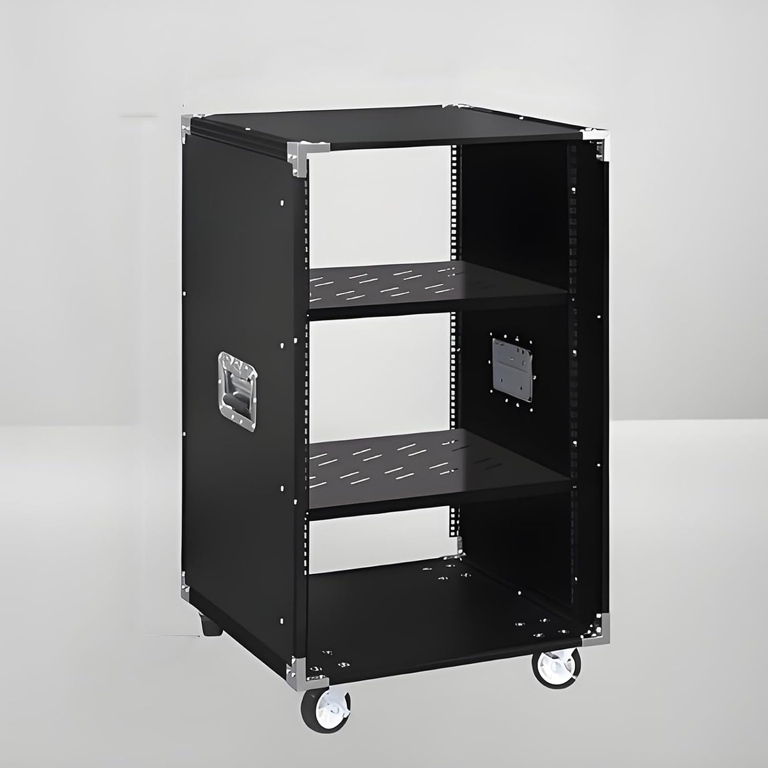 5-Tier Rolling Media Stand - Multi-Layer Av Shelf & Network Rack for Audio/Video Equipment Mobile Entertainment Center Storage Solution for Home Theater Living Room Offic-Black-2 Tier