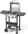 Electactic Propane Gas BBQ Grill 2-Burner Barbecue Grills with Cast Iron Frying Pan and Grates Combo, 16000 BTU Output Stainless Steel Grill for Outdoor Cooking, Patio, Backyard Party