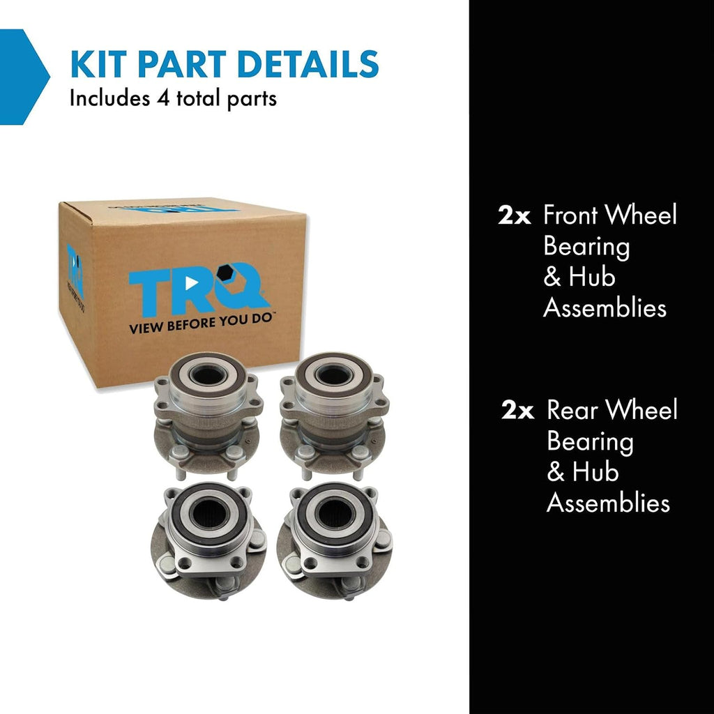 TRQ Front and Rear Wheel Bearing and Hub Assembly Set 4 Piece Compatible with 16-23 Subaru Crosstrek excluding Hybrid 14-18 Forester 2014 Impreza Limited Sport Limited 15-21 Impreza 14-15 XV Crosstrek