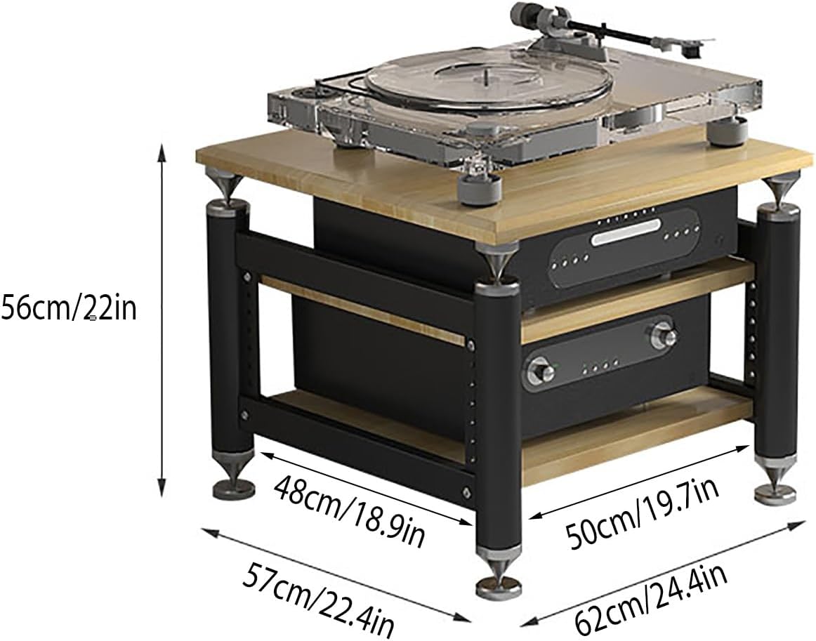 AV Media Stand,Audio Rack Stereo Cabinet,Stereo Stand with Shock-Absorbing Feet,DVD Stand Storage Tower,Record Player Console Cabinet,Audio-Video Shelving,Entertainment Stand(Black,3floor)