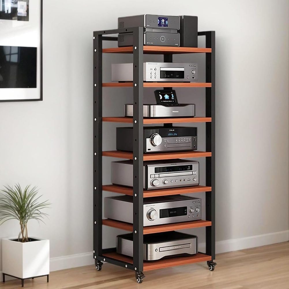 7-Tier Heavy Duty Audio Component Rack 140cm Tall - HiFi Amplifier Rack/Audio-Video Shelving - CD Record Player Stereo Receiver AV Equipment Cabinet Display Stand,C