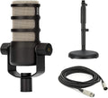 Rode PodMic Dynamic Podcast Microphone with Rode DS1 Desktop Mic Stand, XLR Cable and StreamEye Polishing Cloth