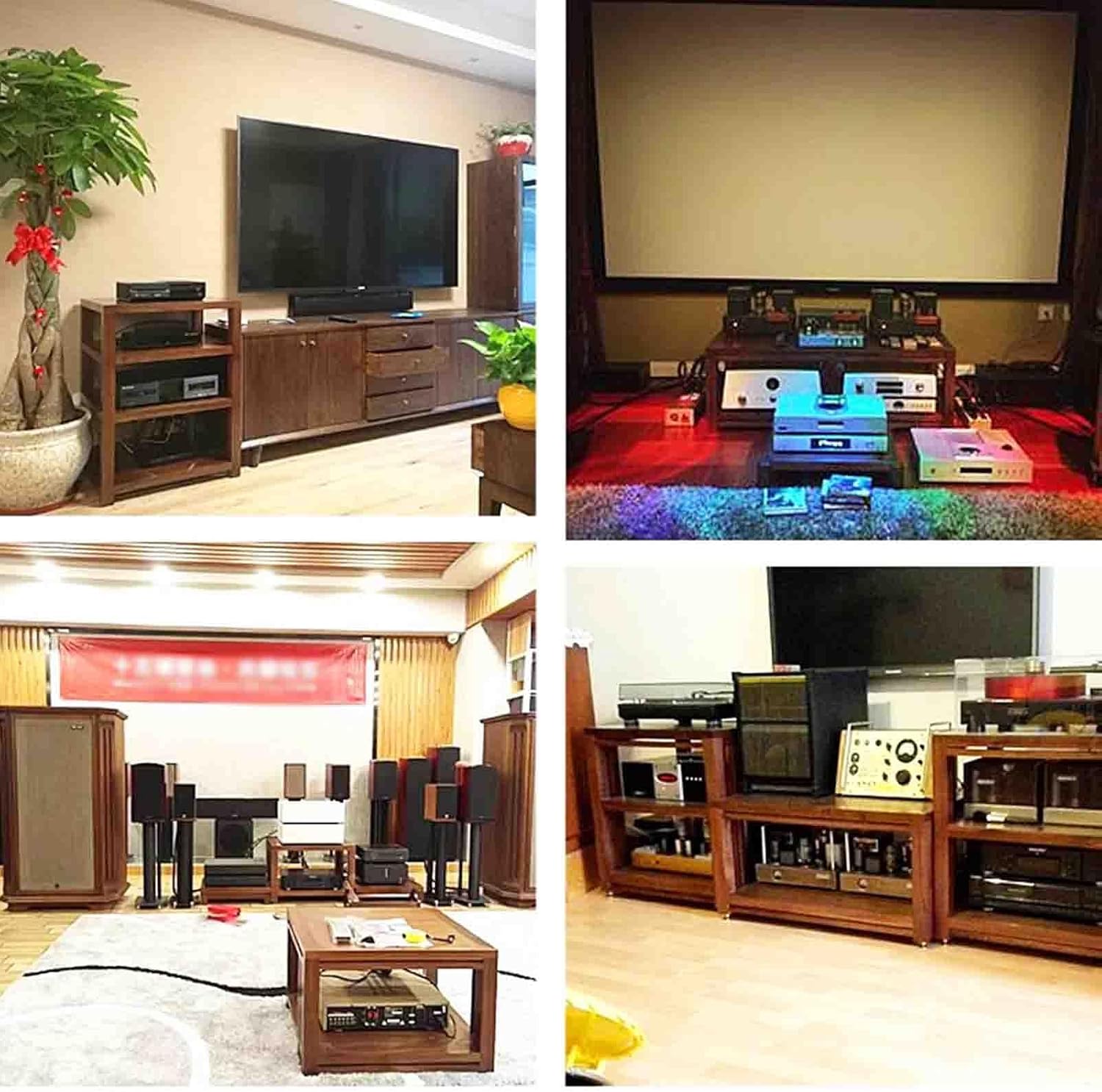 Home Audio Equipment Cabinet HiFi Audio Equipment Cabinet Multi-Functional Multi-Layer Audio Cabinet Solid Wood to Create a Strong Load-Bearing Safe and Durable (Color : Walnut Coloured, Size : 1st