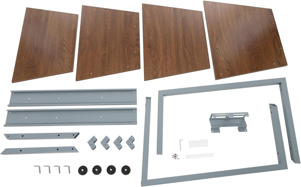 4-Tier AV Media Stand, Corner Shelf Stereo Audio Rack Stand with Adjustable Shelves, 110 lbs Total Capacity, Perfect for Home Theaters, Studios (Brown+Gray)