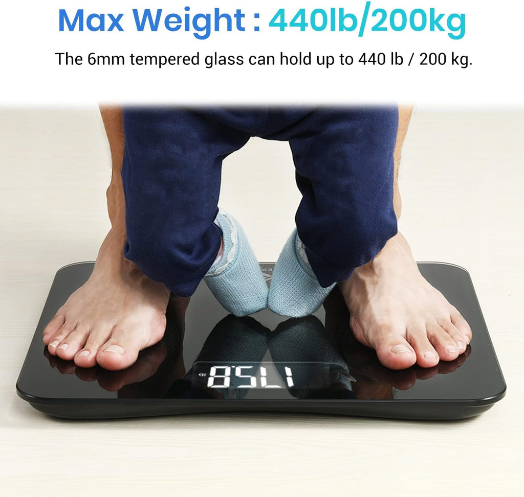 Etekcity Scale for Body Weight, Bathroom Digital Weighing Machine, Extra Wide Platform, High Capacity, Accurate and Safe, Large Backlit LCD Display, 440 lb, Tempered Glass (Pack of 5)