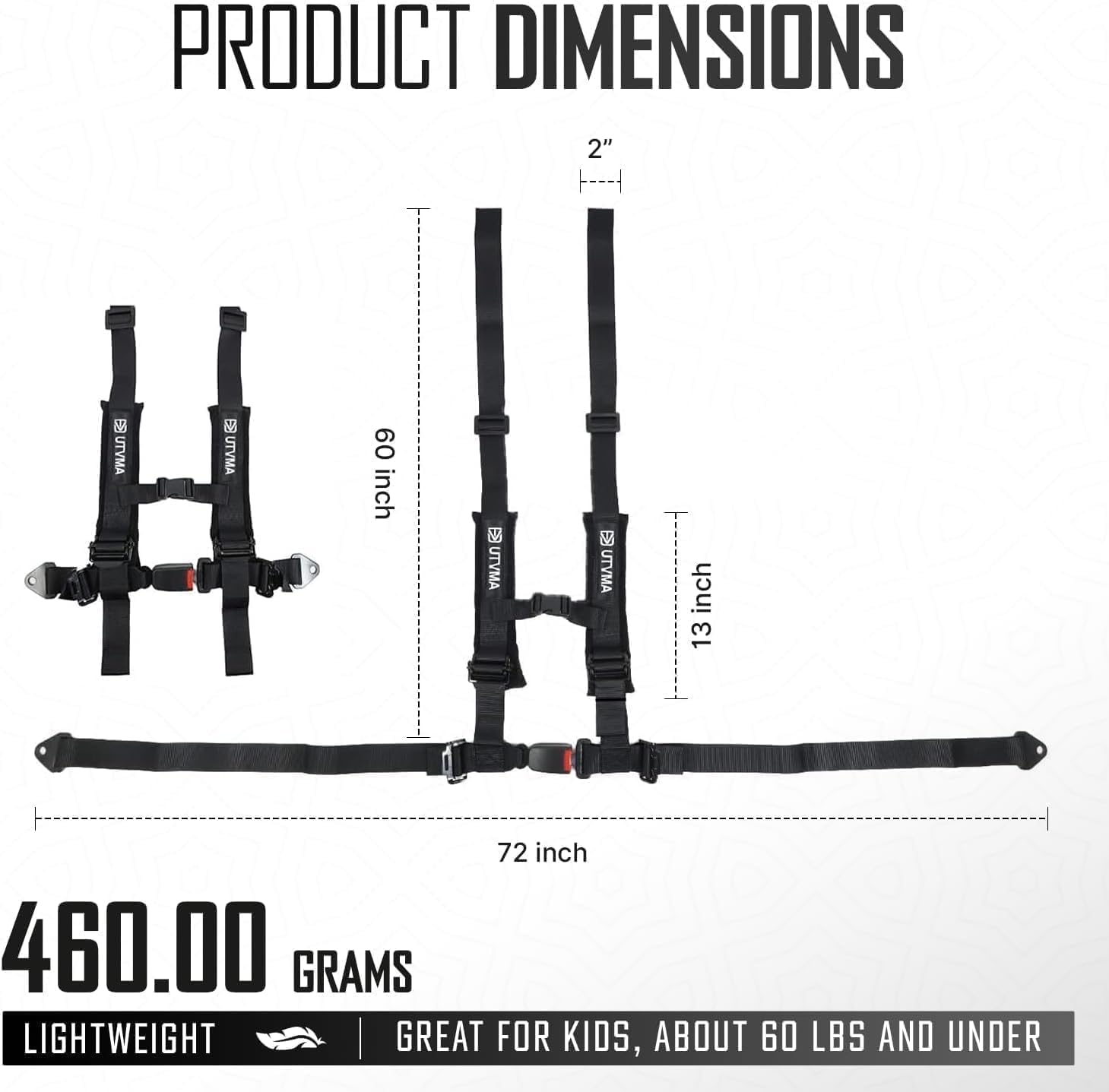 UTVMA Rear Bump Seat Compatible with Kawasaki Teryx 4 (2012-2025) | Center UTV Seat | Includes 4-Point Harness & Mount | Add Extra Rider Safely