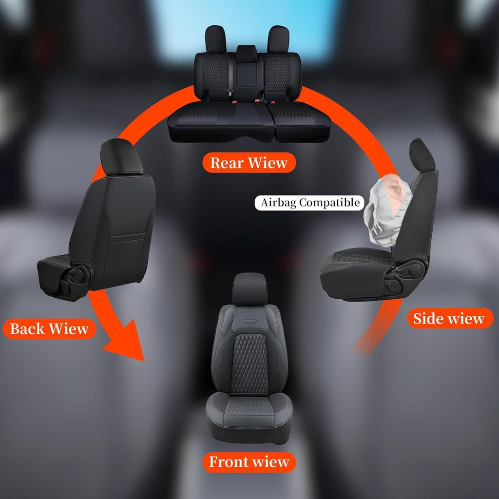 Coverado Seat Covers Full set for Jeep Wrangler, Waterproof Car Seat Covers for Truck Automotive Seat Covers Custom Fit for 2008-2012 Jeep Wrangler JK 4-Door, Full Coverage Wrangler Seat Covers(Black)