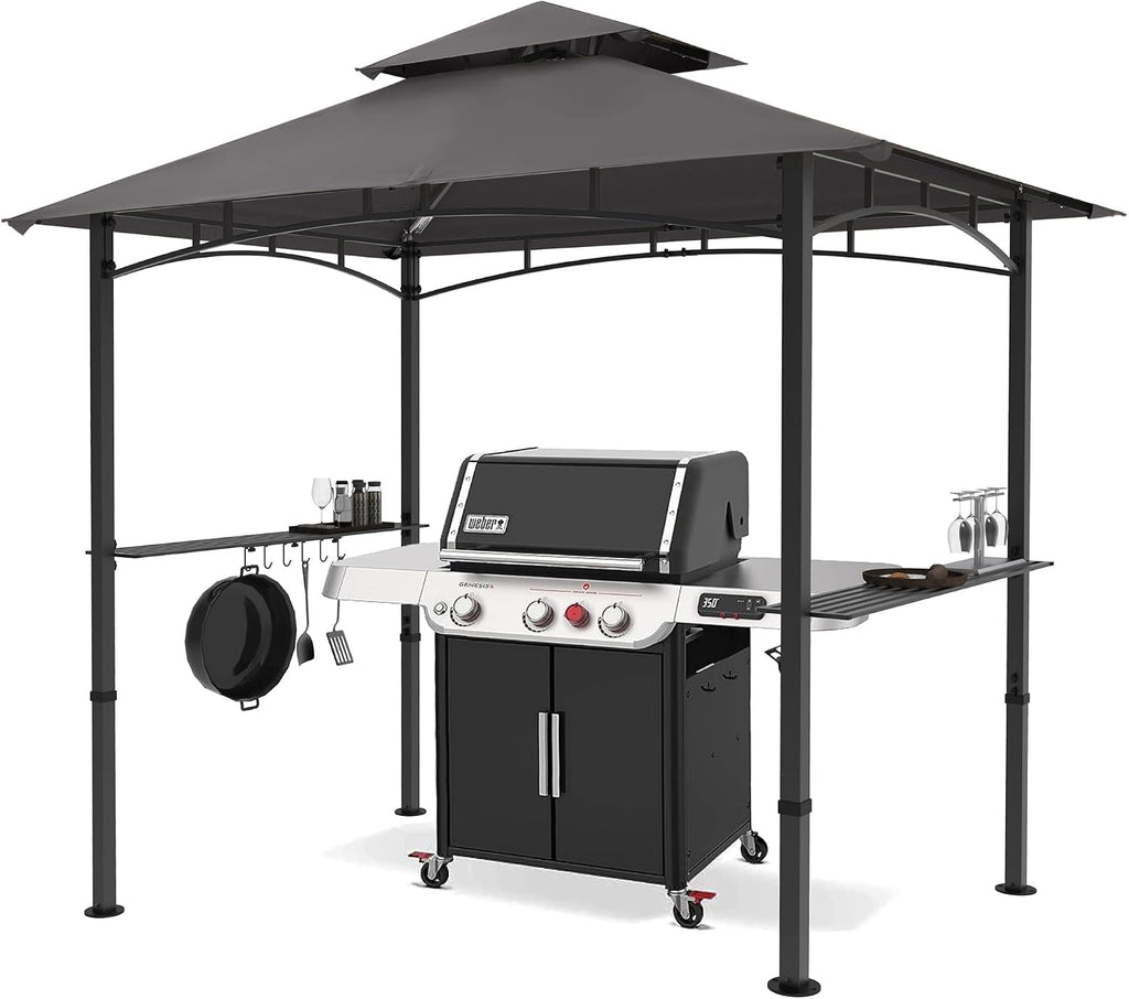 MASTERCANOPY 8 x 5 Grill Gazebo Outdoor BBQ Gazebo Canopy with 2 LED Lights (Dark Gray)