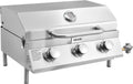 VEVOR Tabletop Gas Grill, 3-Burner Stainless Steel Portable Propane Grill, with Built-in Thermometer, Travel Locks, Weatherproof Lid, 22,500 BTU Total, for Outdoor Cooking, Patio, Party, Camping, RV