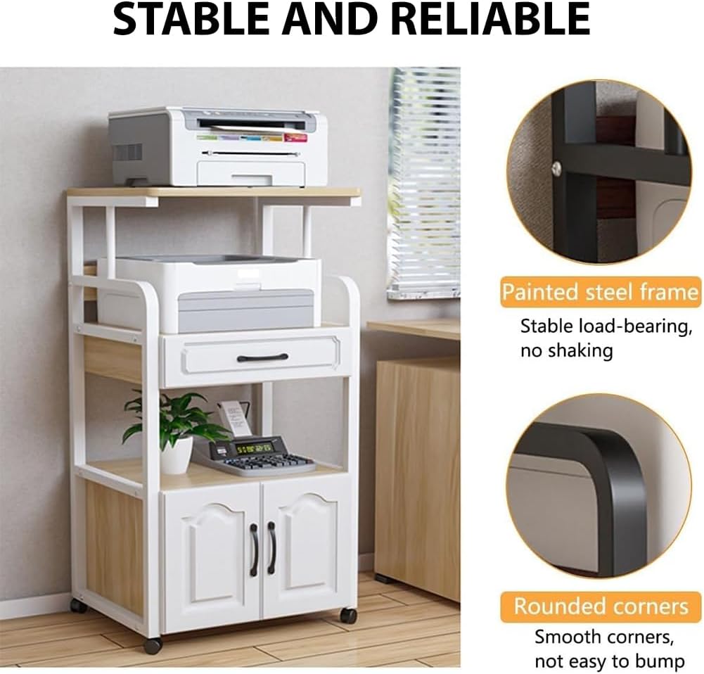 AV Media Stand with Drawers and Wheels, Open Storage Audio Rack Cabinet, Removable Stereo Stand for Media and Audio Equipment, Multi-Tier Media Rack for Home and Studio,Black