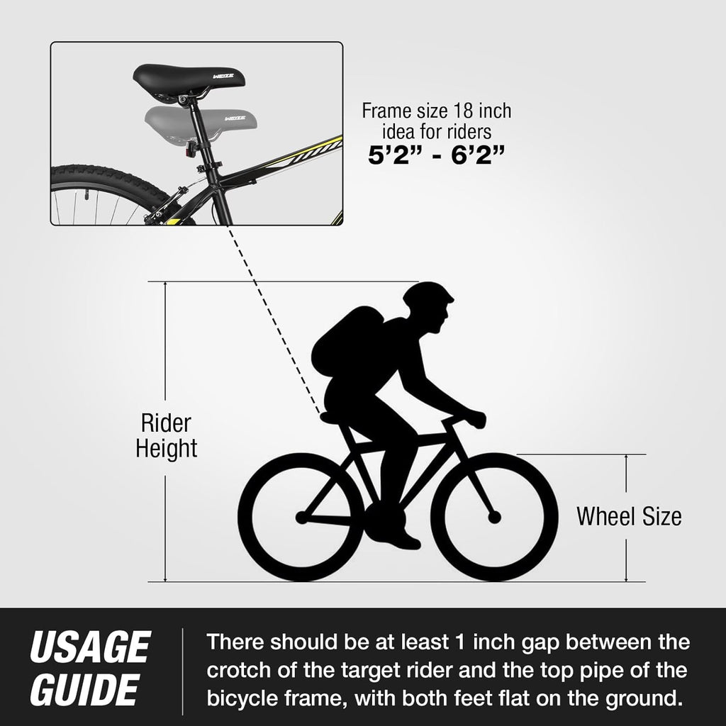 WEIZE Hardtail Mountain Bike, 29 Inch Wheels Outdoor Cycling Bike, 21-Speed Trigger Shifter, Aluminum Frame for Women and Men, Comfort Saddle, MTB Bicycle with Suspension Fork
