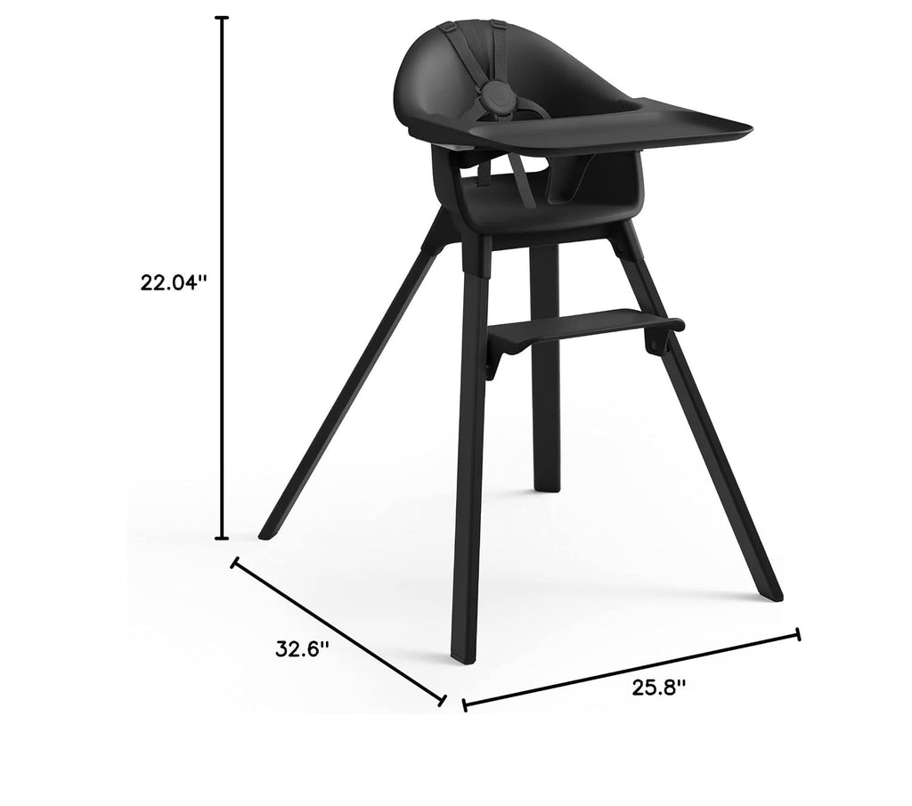 Stokke Clikk High Chair, Midnight - All-in-One High Chair with Tray + Harness - Light, Durable & Travel Friendly - Ergonomic with Adjustable Features - Best for 6-36 Months or Up to 33 lbs
