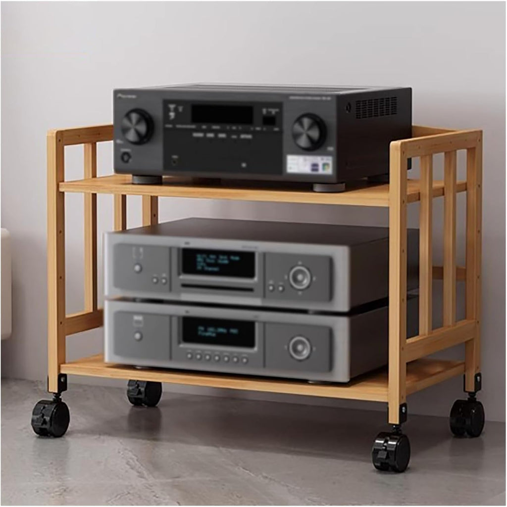 HiFi Racks3 Tier Media Component Storage Unit Shelves Movable Audio Video Tower DVD Cd Record Player Stand Stereo Equipment Cabinet Turntable Holder M(W-60Cm-2 Tier-A)
