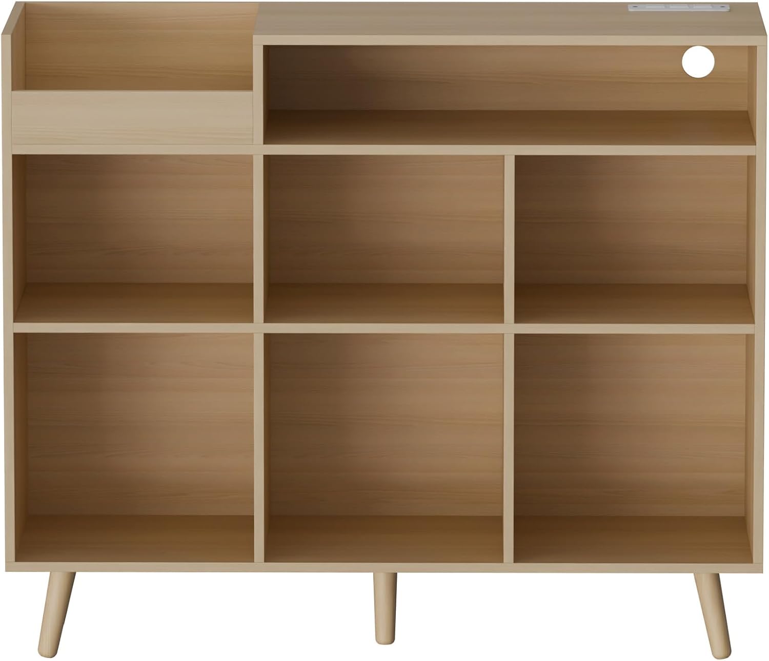 Cozy Castle Large Record Player Stand with Vinyl Storage Cabinet, Wood Turntable Table Open Shelf Holder Up to 500 Albums Cube Storage Organizer for Living Room, Office, Oak