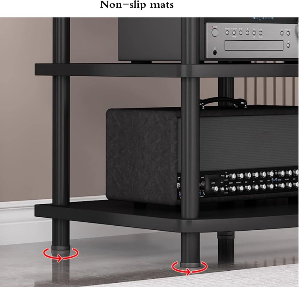 Studio HiFi Stand, AV Media Stand 2/3/4/5-Tier Media Console, Record Player Storage Shelves, Stereo Audio Equipment Rack Mount Shelf for Amplifier, CD(BrownA,60 * 54 * 89cm(4Tier))