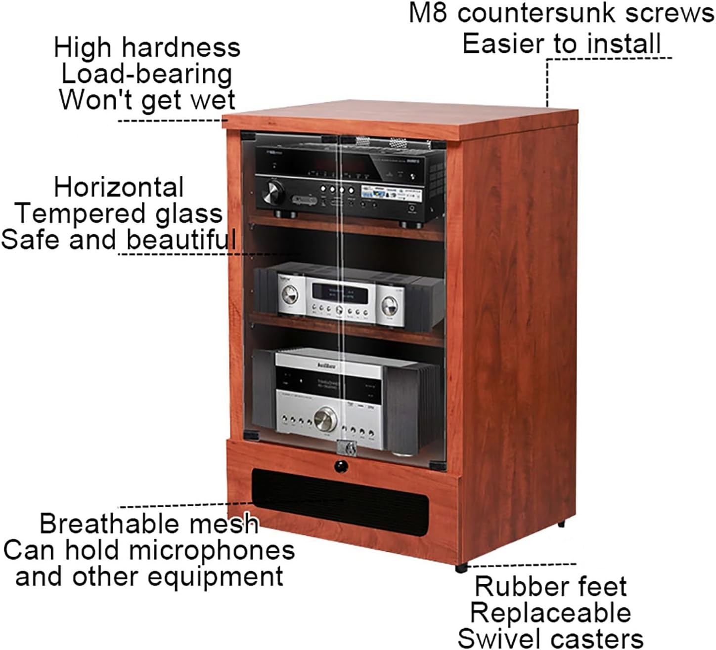 Vintage Wooden Media Cabinet for Record Players, Stereo Shelf & Audio Rack Tower, Stylish Entertainment Center Stand for Vinyl, 56.5x55x80cm, Retro Design, Home Decor