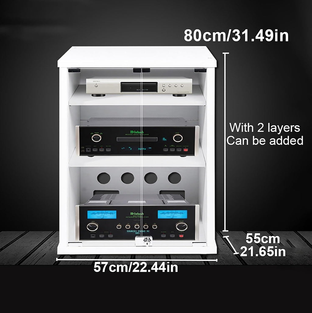 Stylish Wooden Record Player Stand & Media Cabinet, Vinyl Record Audio Rack Tower (57.1x55.1x80cm) - Perfect Stereo Furniture for Home Decor & Music Lovers