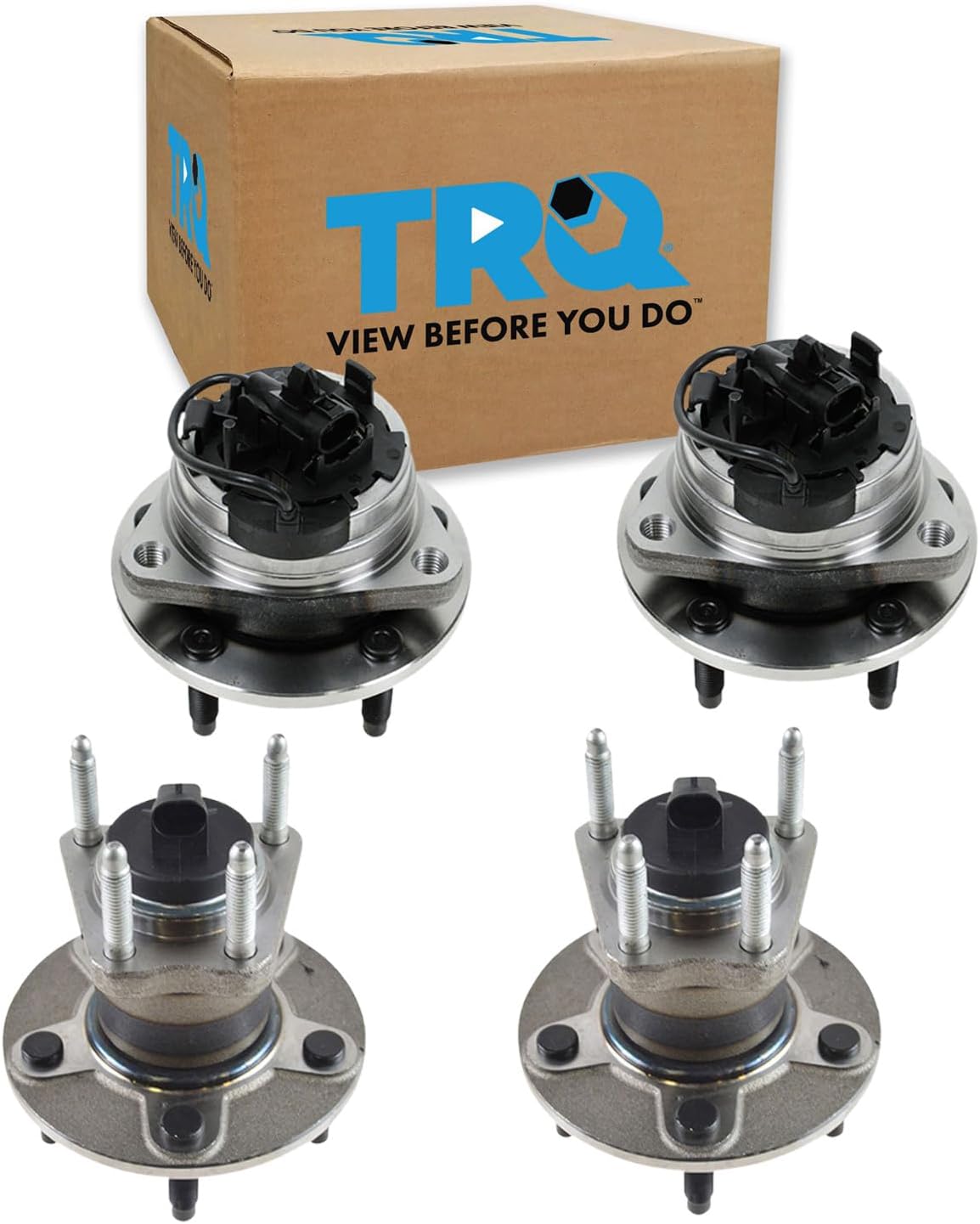 TRQ Front and Rear Wheel Bearing and Hub Assembly Set 4 Piece Compatible with 08-12 Chevrolet Malibu 09-10 Cobalt SS 08-10 HHR 2009 Panel 05-07 Pontiac G6 with 4 Wheel ABS Brakes 08-10