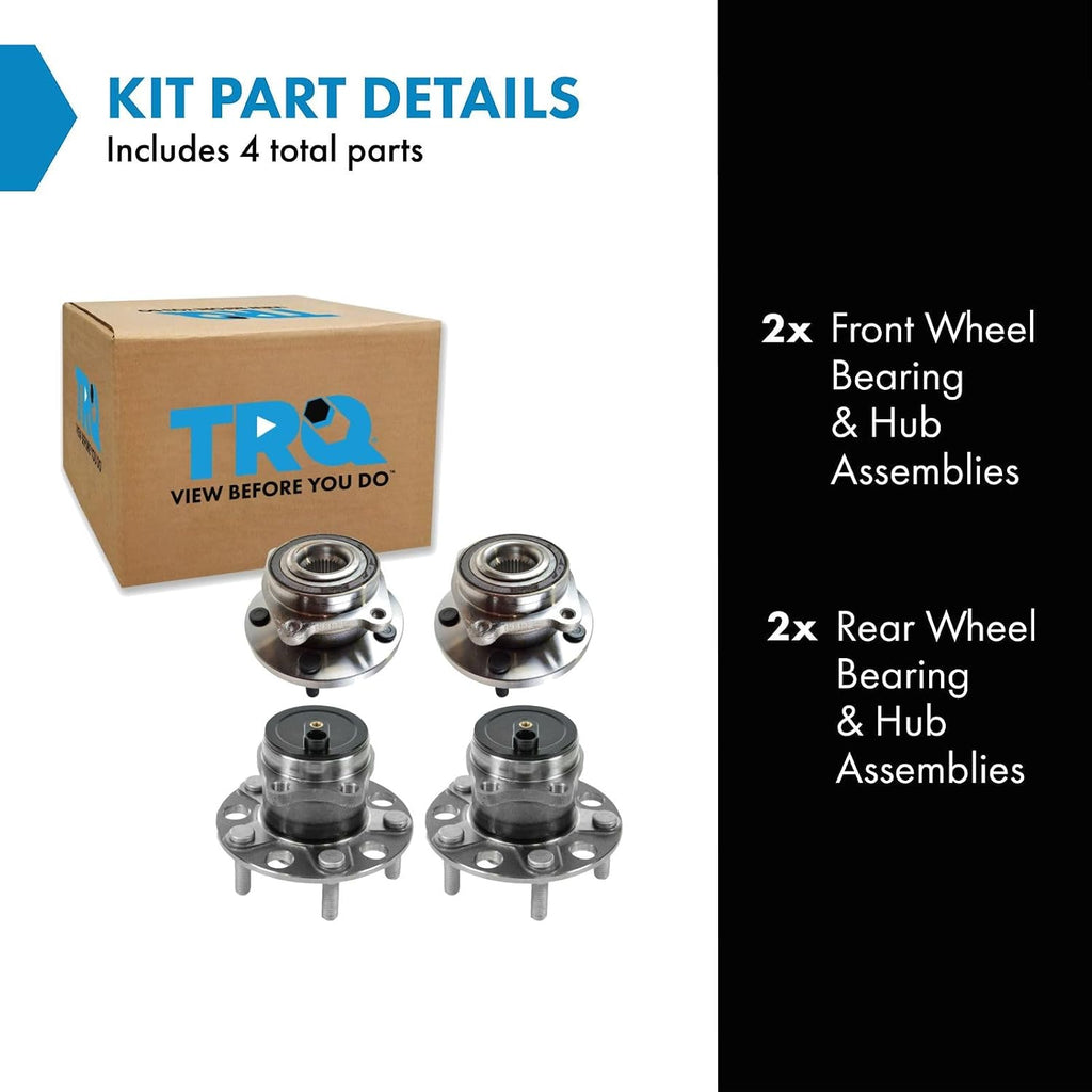 TRQ 2 Piece Wheel Bearing & Hub Assembly Set Compatible with 2011-2014 Chrysler 200 2007-2010 Sebring 2008-2014 Dodge Avenger