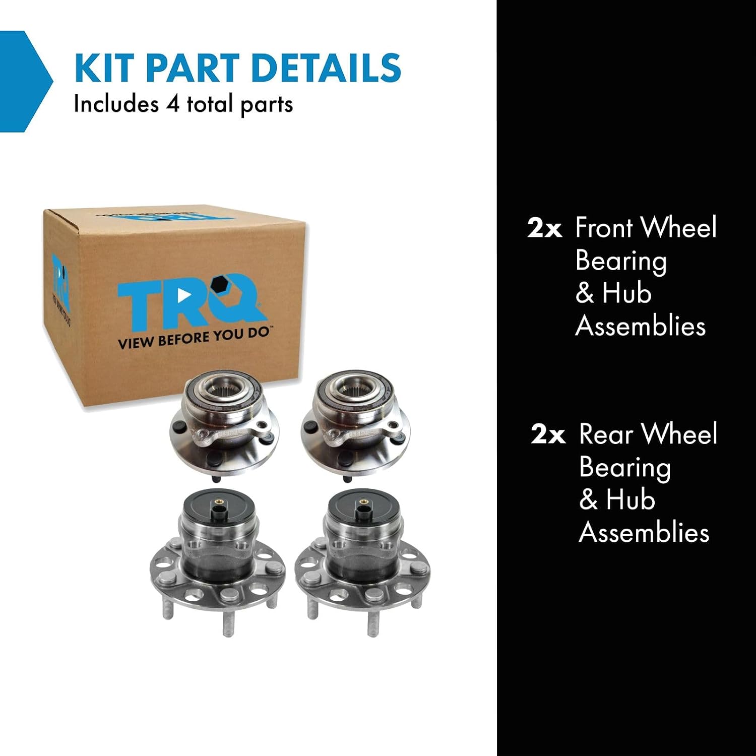 TRQ 2 Piece Wheel Bearing & Hub Assembly Set Compatible with 2011-2014 Chrysler 200 2007-2010 Sebring 2008-2014 Dodge Avenger