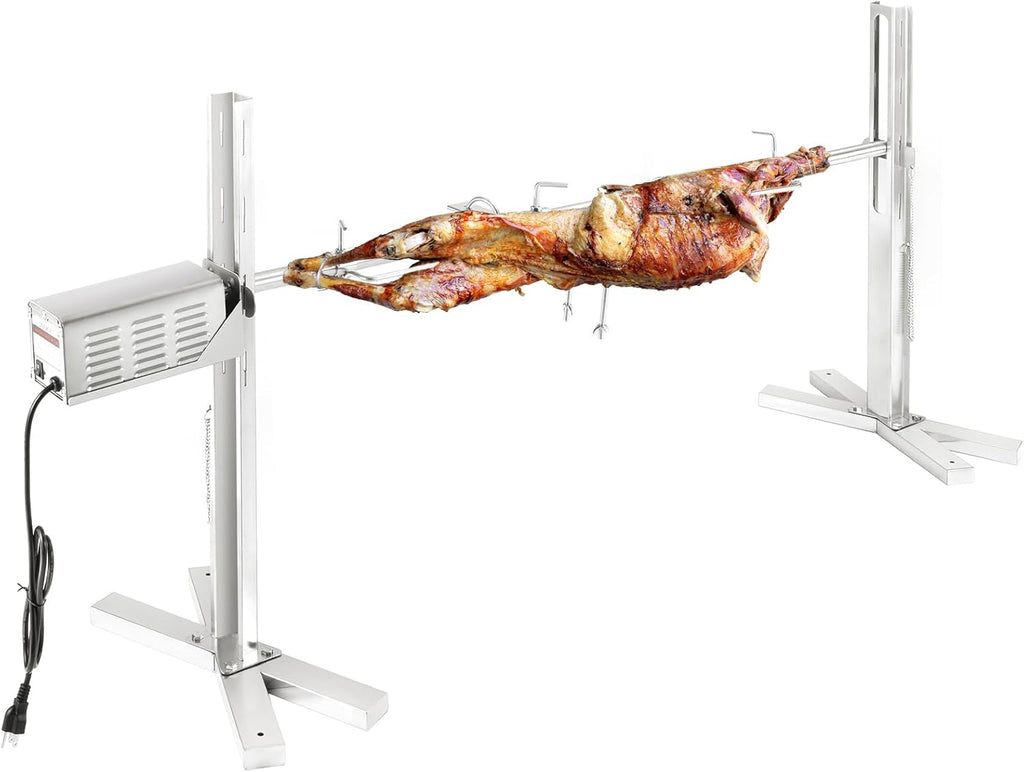 QPMR Rotisserie Grill Kit - 52' Electric Stainless Steel Tripod Stand, 150LBS Pig Spit Rotisserie, Height Adjustable BBQ Kit for Pig, Lamb, Campfire