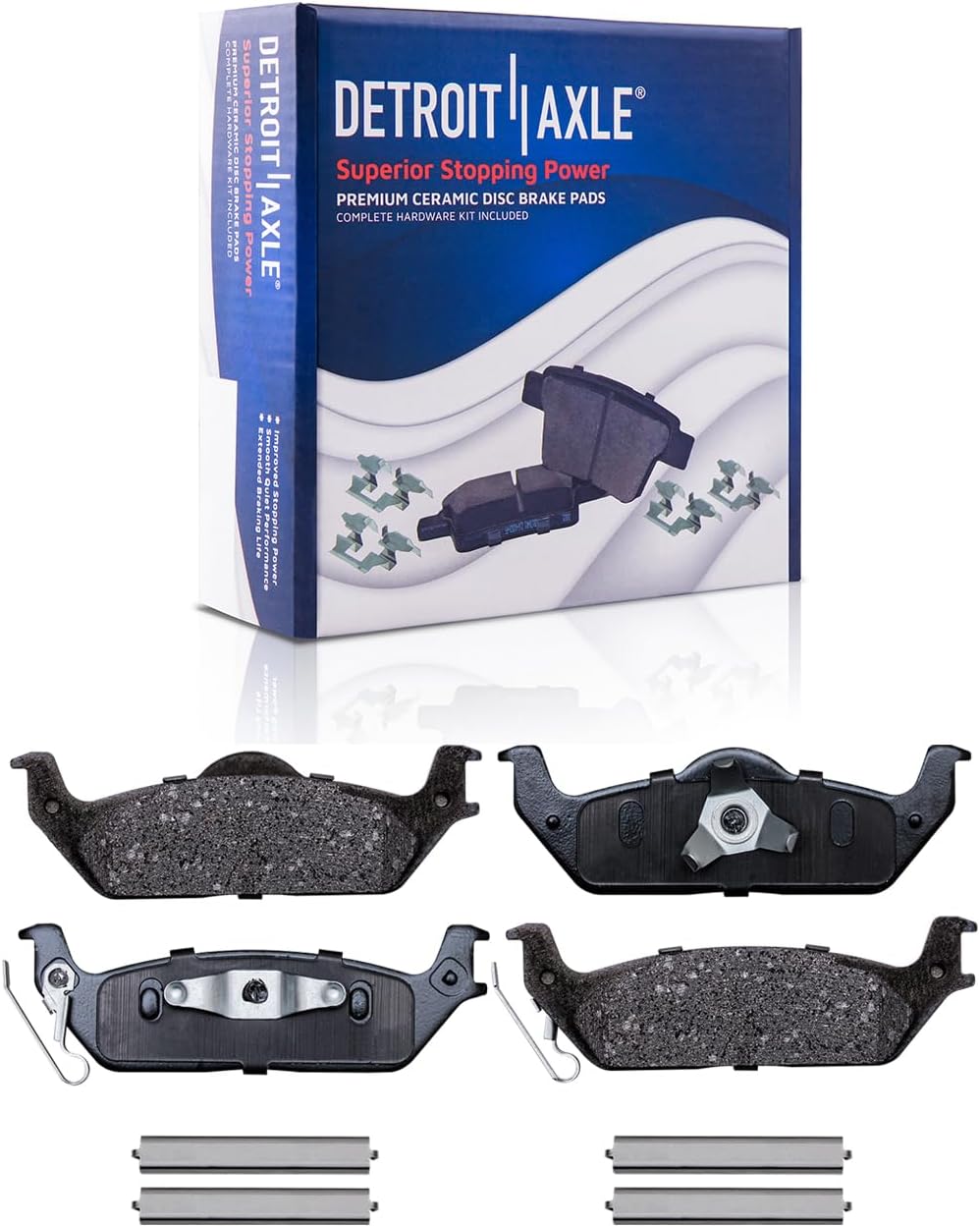 Detroit Axle - Brake Kit for 4WD 6 Lugs Ford F-150 Lincoln Mark LT Disc Brake Rotors Ceramic Brakes Pads Front and Rear Replacement