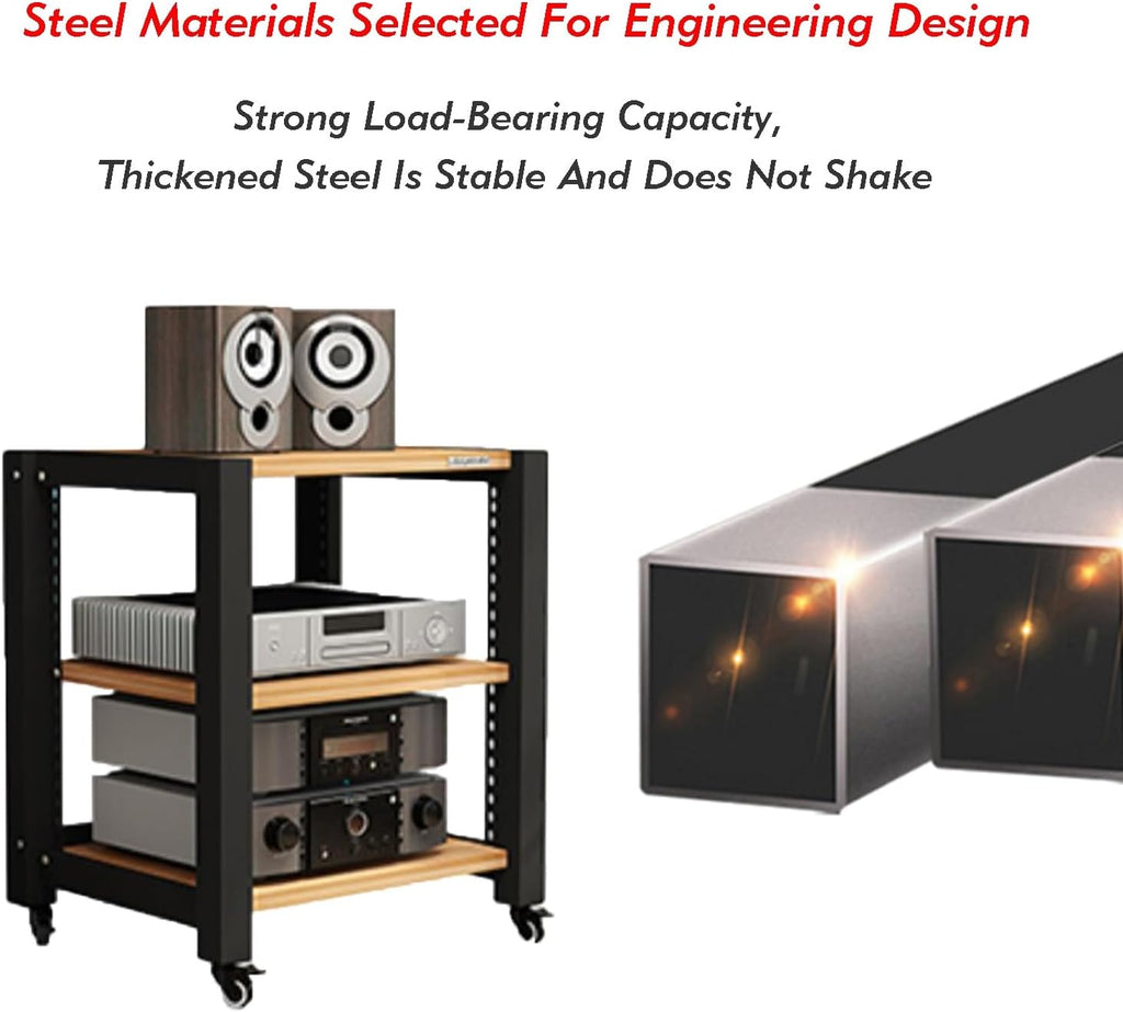 3 Tier Furniture Media Rack DVD CD Player Stand Audio Rack Power Amplifier Equipment Cabinet With Height Adjustable Wooden Shelf Floor Standing Storage Rack ( Color : Style 2 , Size : 50x60x64cm )