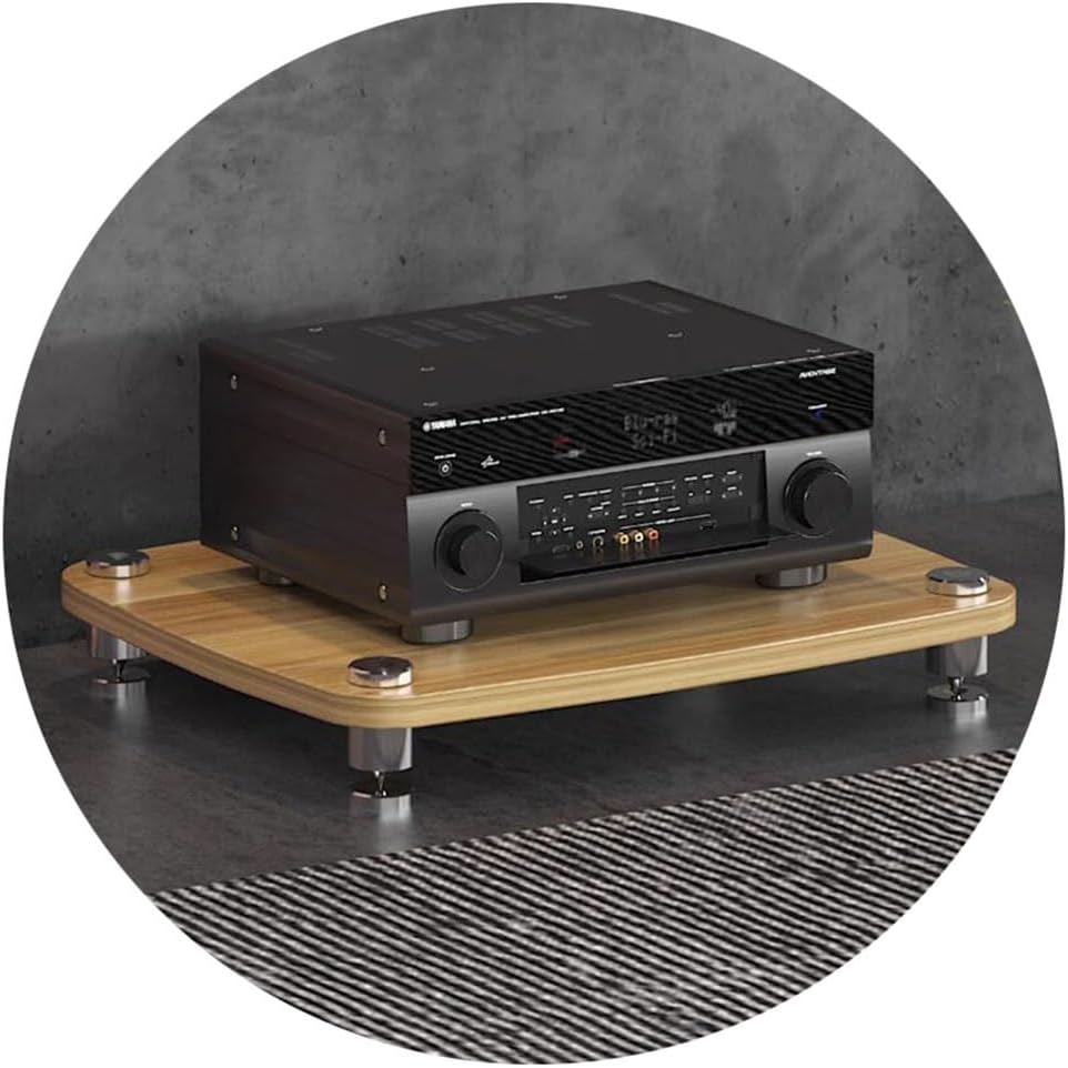4 Layer Audio Cabinet Stand Record Player Stand Audio Rack with Shock Absorbing Feet Power Amplifier Shelf Equipment Cabinet White 60 * 48 * 10Cm Tier 1,Wood Color,60 * 48 * 10cm(1Tier)