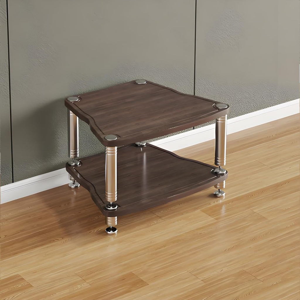 4-Layer Media Stand, HiFi Audio Rack & Storage Cabinet, MDF Stereo Equipment Shelf with Shock-Absorbing Feet, Walnut Color, 25.5'x26.1'x16.1', Perfect for Amplifiers & Media Devices