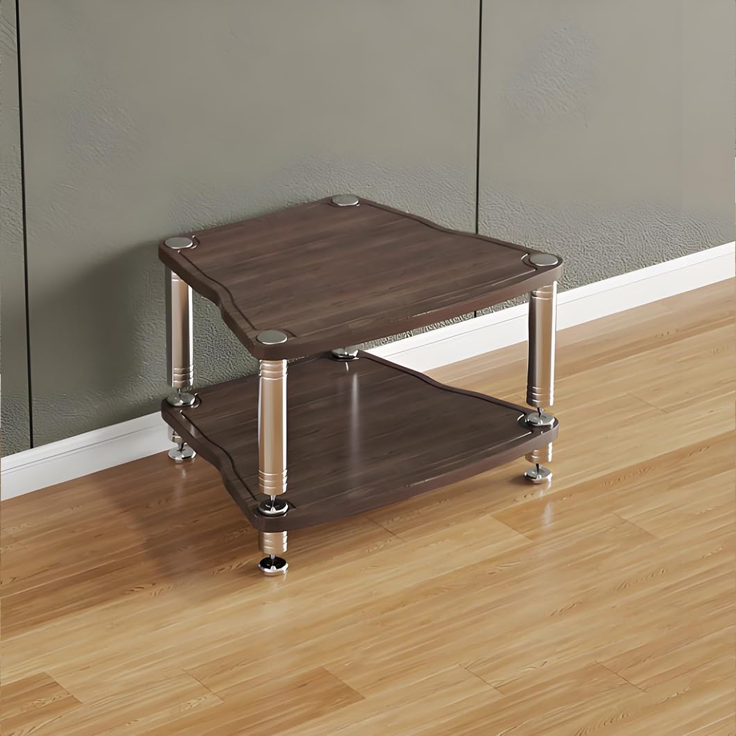 4-Layer Media Stand, HiFi Audio Rack & Storage Cabinet, MDF Stereo Equipment Shelf with Shock-Absorbing Feet, Walnut Color, 25.5'x26.1'x16.1', Perfect for Amplifiers & Media Devices