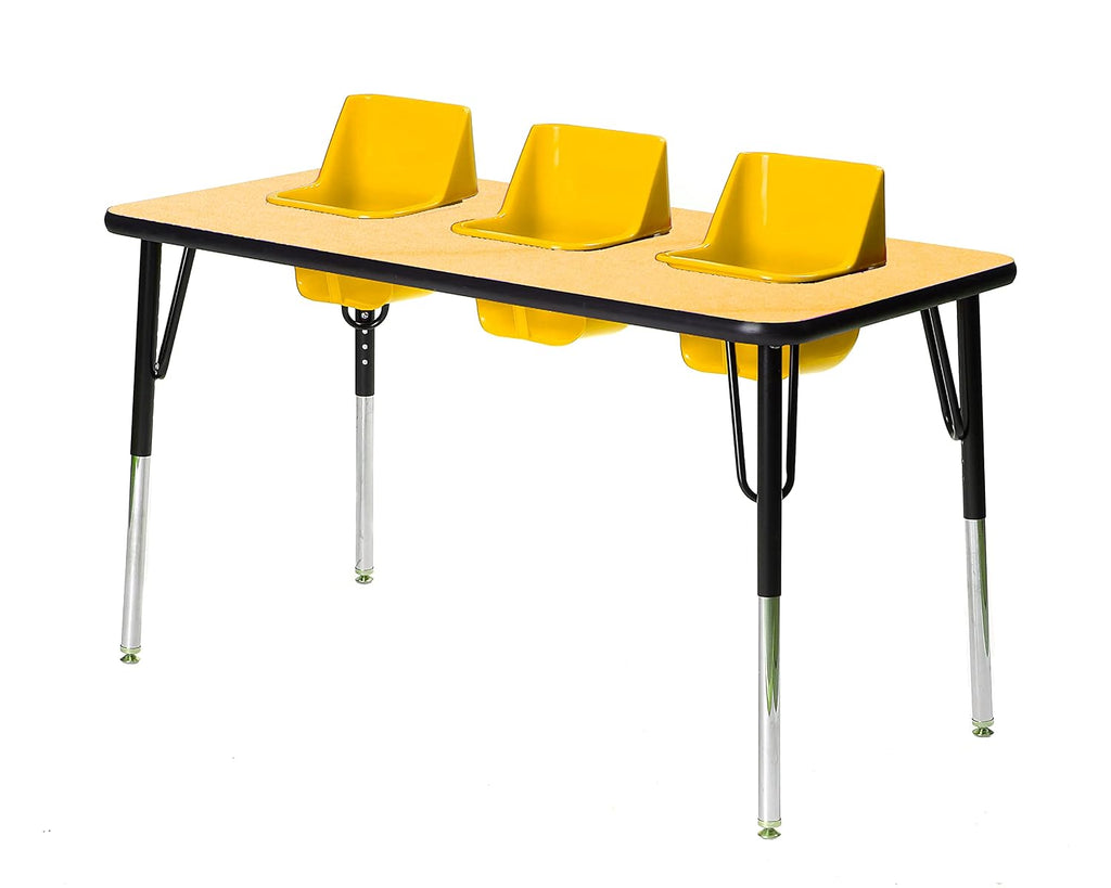 3-Seat Feeding Table (Maple Top, Yellow Seats, Black T-Mold)