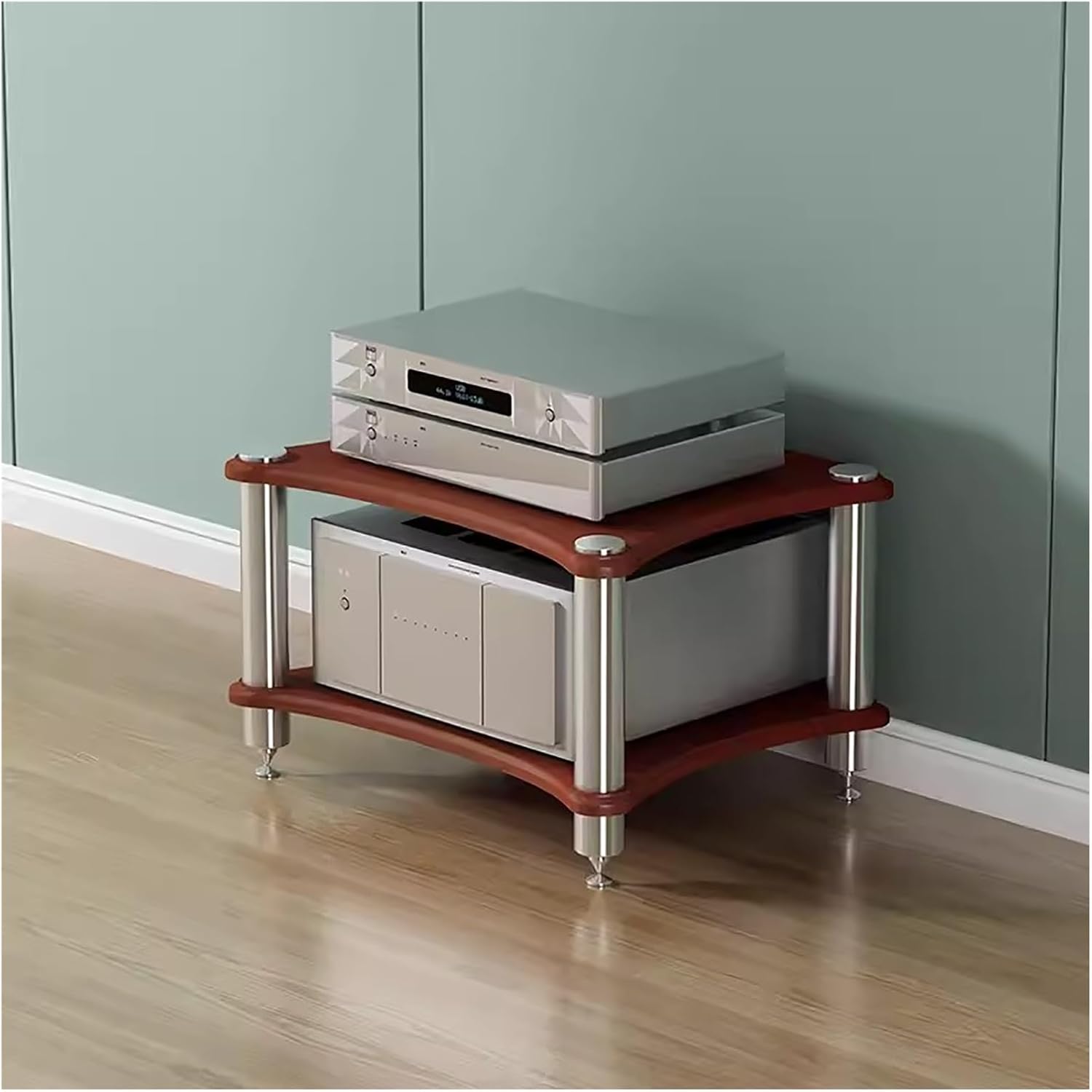 Heavy Duty 2-Tier Audio Component Rack for Living Room & Small Spaces - Modern Stereo Stand Media Tower Equipment Shelves, HiFi Audio Racks System