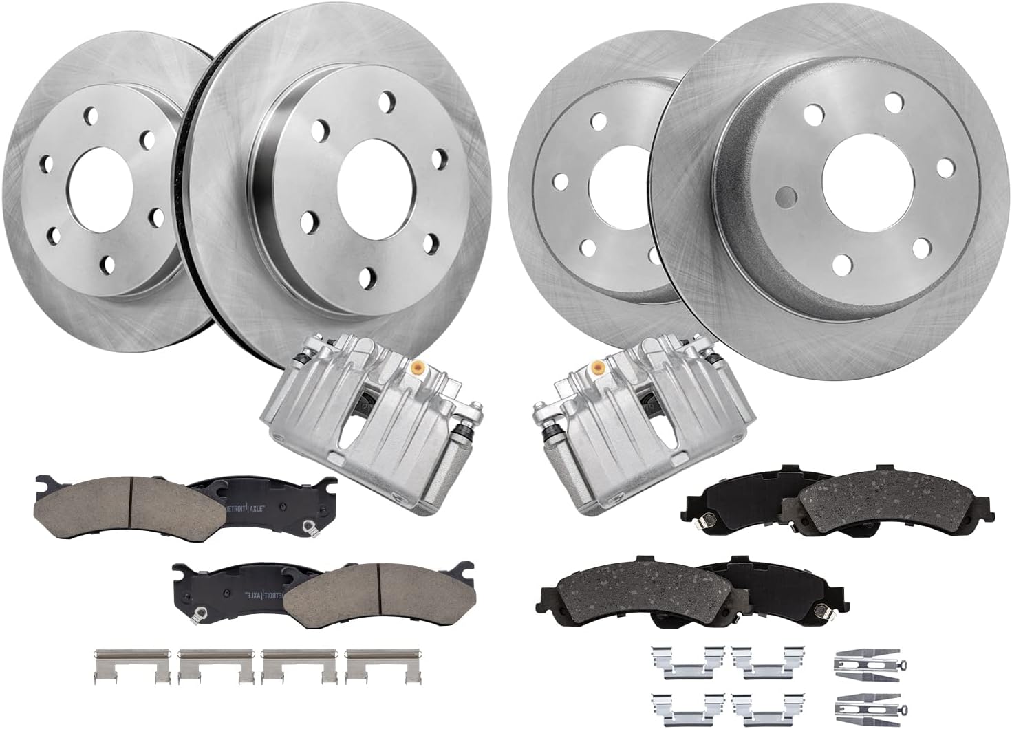Detroit Axle - Brake Kit for Silverado Sierra Avalanche Suburban 1500 Yukon Tahoe Disc Brake Rotors Ceramic Brakes Pads Rear Brake Calipers Replacement [12 inch Front & 12.99 inch Rear Rotors]