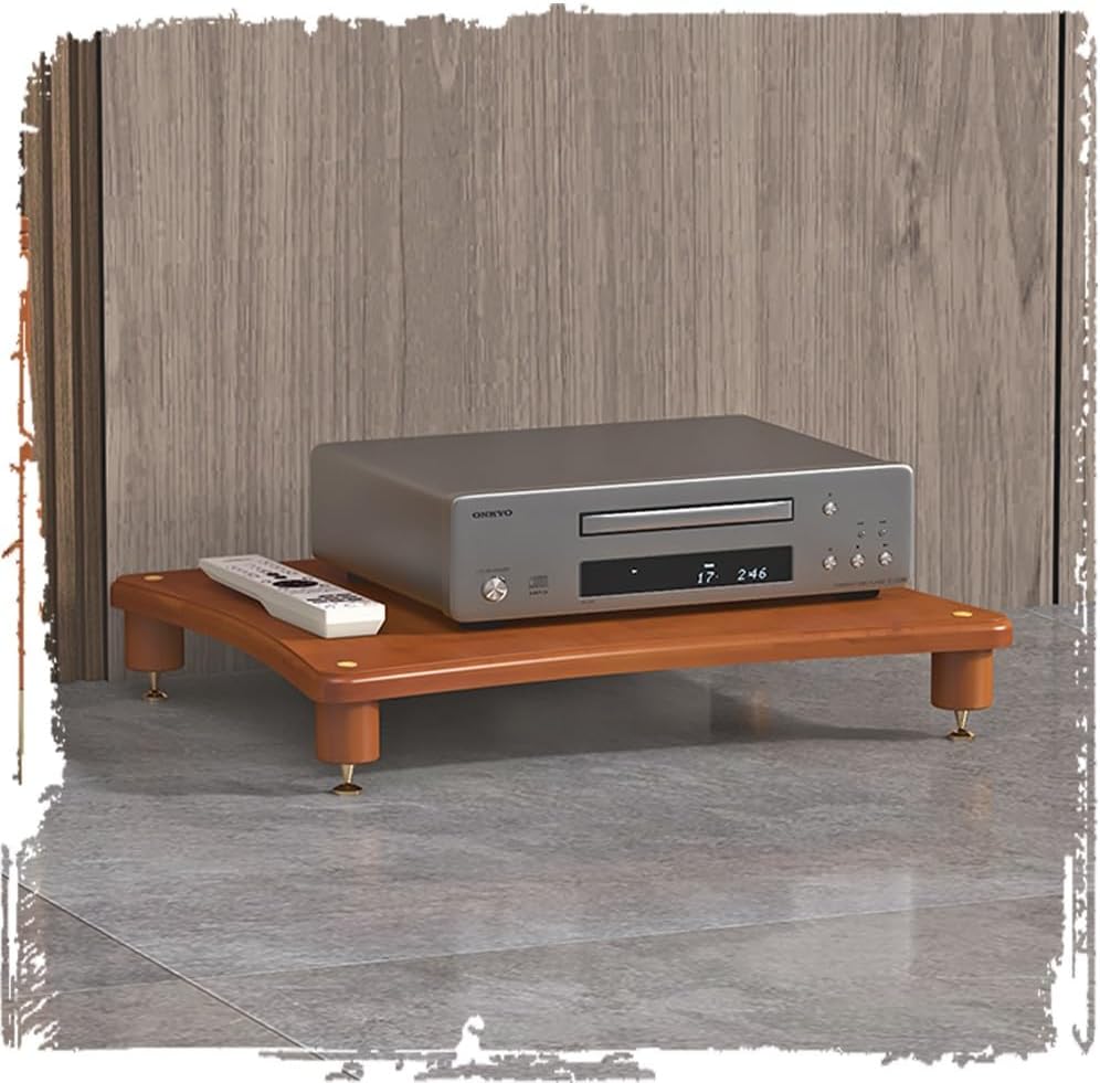 Solid Wood AV Media Cabinet Audio Component Rack 1 2 3 4 Tier Stereo Cabinet for HiFi Audio Equipment, Open Amplifier Stand(Teak,1Tier-60x48x10cm)