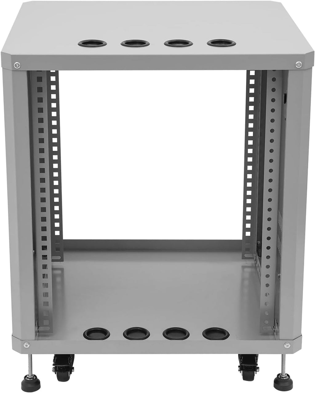 Network Audio Rack with Wheels, Steel Server Rack Cabinet for AV Equipment, Amplifiers, Network Gear, Rolling Universal Rack with Cable Management & Ventilation (Gray, 12U)