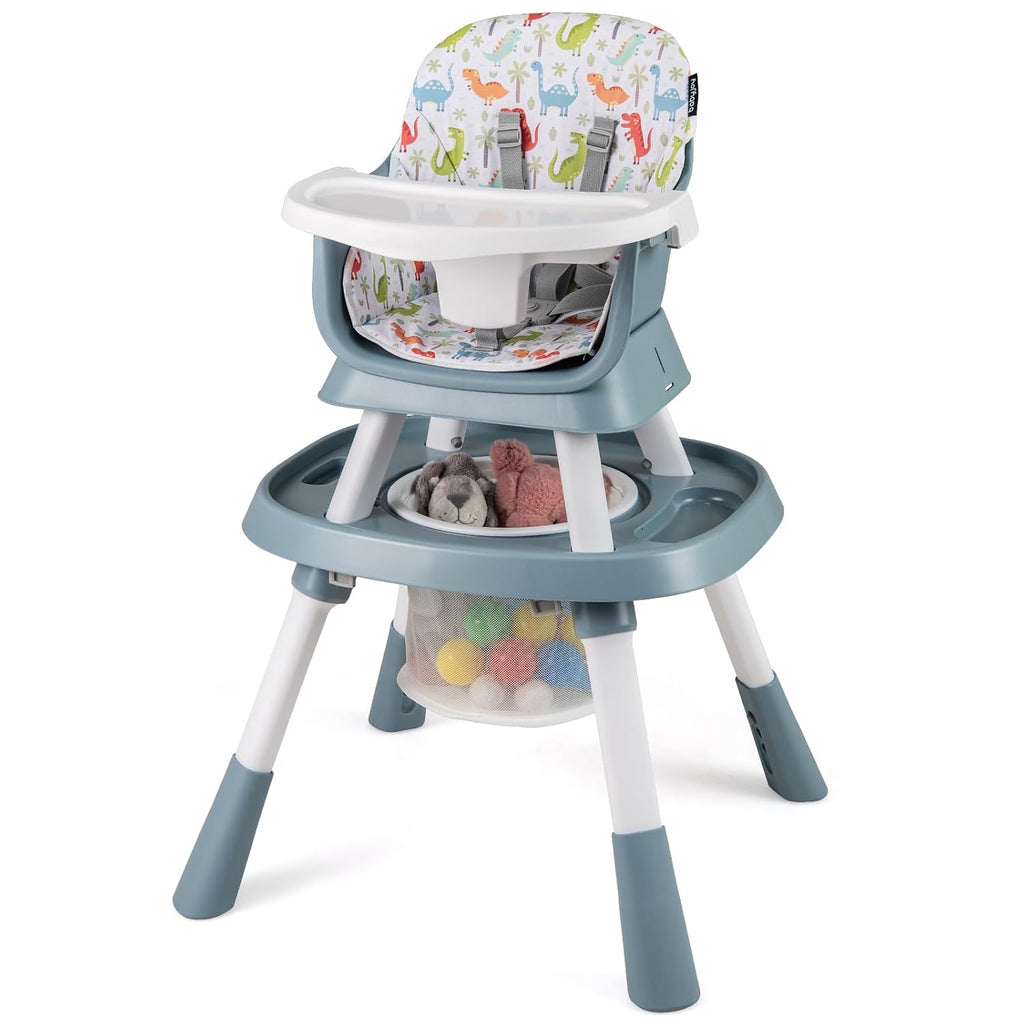 KOTEK 16 in 1 Convertible High Chair, Baby Highchair & Activity Center, Booster Seat, Building Block Table, Toddler Chair with 5-Point Harness, Removable Tray & Cushion (Blue)