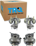 TRQ Front and Rear Wheel Bearing and Hub Assembly Set 4 Piece Compatible with 05-10 Chevrolet Cobalt LS LT 4 Wheel ABS Brakes 5 Lug Wheels 06-11 HHR LS LT 04-07 Saturn Ion 07-09 Pontiac G5