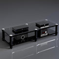 Modern Multimedia Stand, 2/3 Layer Corner Entertainment Center/TV Console with Media Storage for Living Room & Bedroom, Audio Equipment Cabinet(Black,2 Tier)