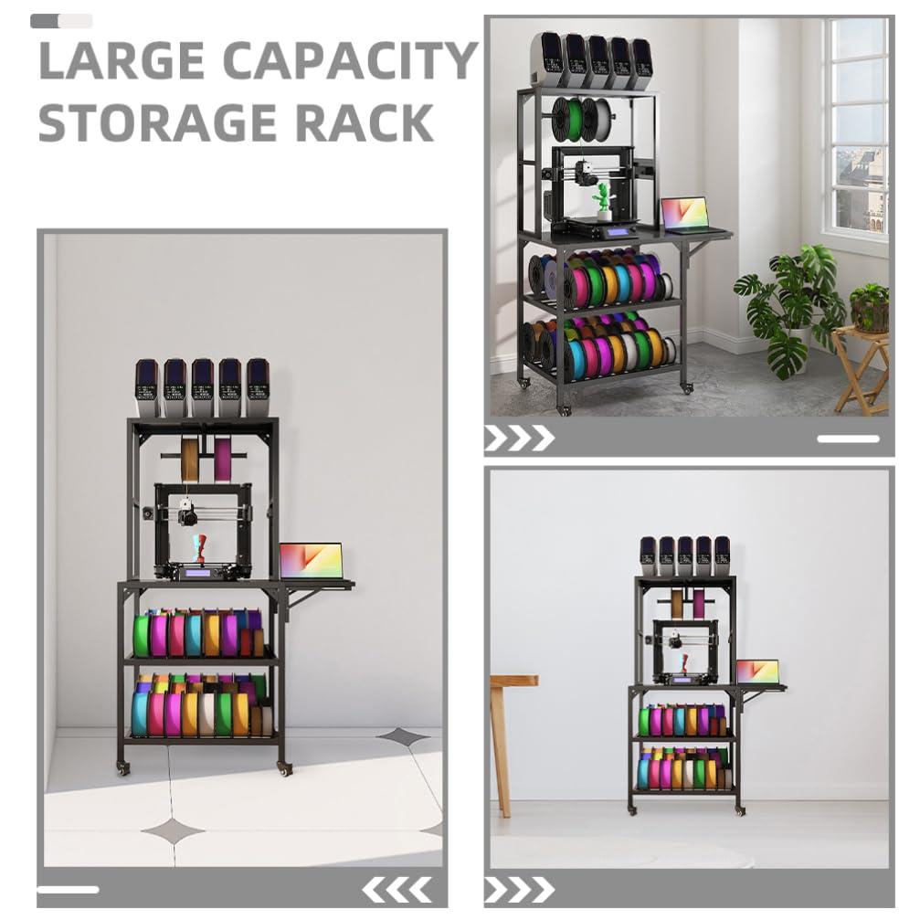 Balacoo 3D Printer Cart: Heavy Duty 3D Printer Table with Double-Layer Storage Rack - Rolling Stand with Wheels for Studio, Home Office, and Workshop