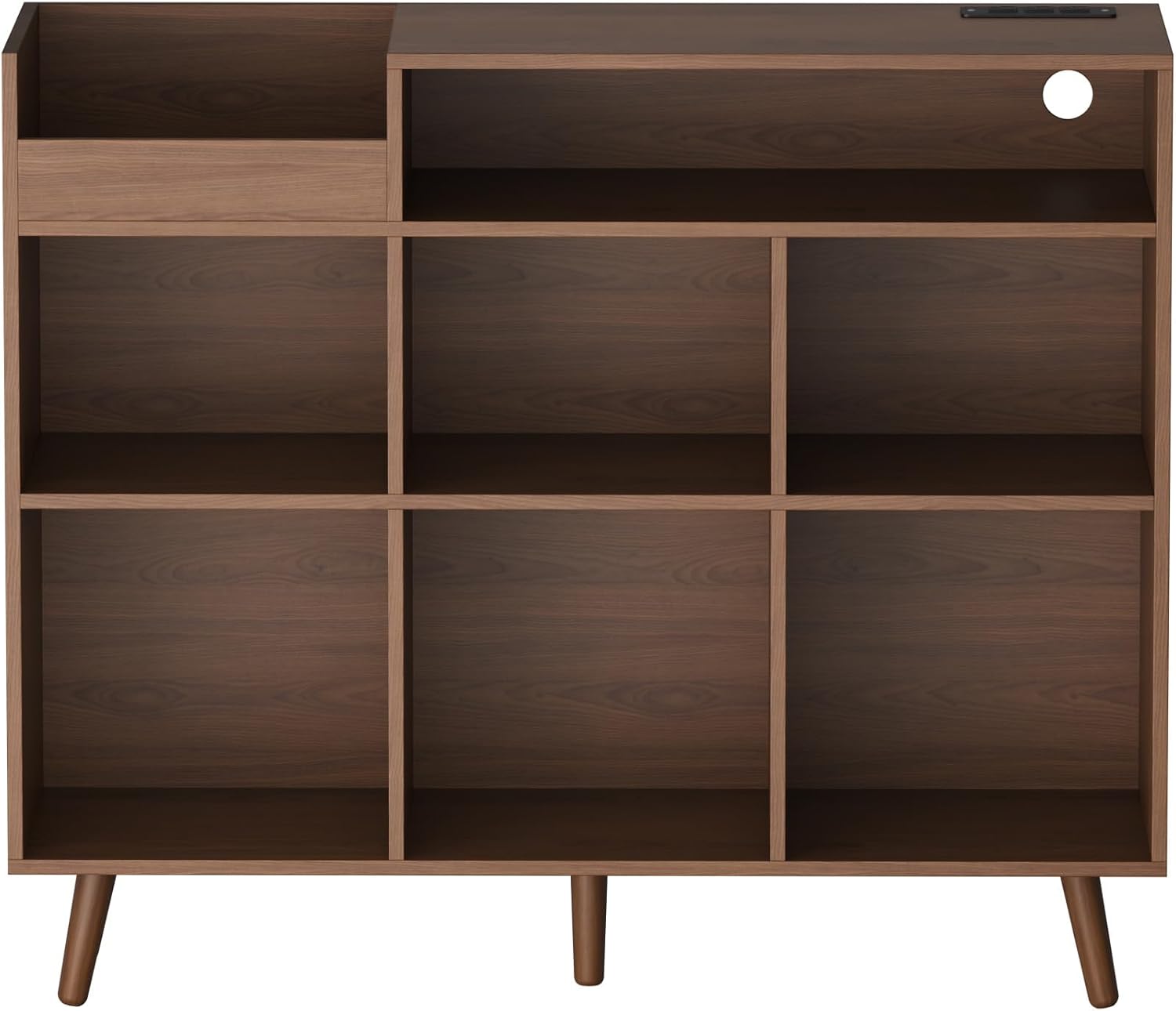 Cozy Castle Large Record Player Stand with Vinyl Storage Cabinet, Wood Turntable Table Open Shelf Holder Up to 500 Albums Cube Storage Organizer for Living Room, Office, Brown