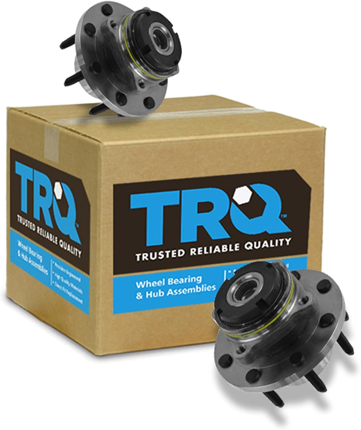 TRQ Front Driver and Passenger Side Wheel Bearing and Hub Assembly Set 2 Piece Compatible with 2000-2001 Ford F-250 Super Duty 4 Wheel Drive 2 Wheel ABS Brakes Single Rear Wheels SRW