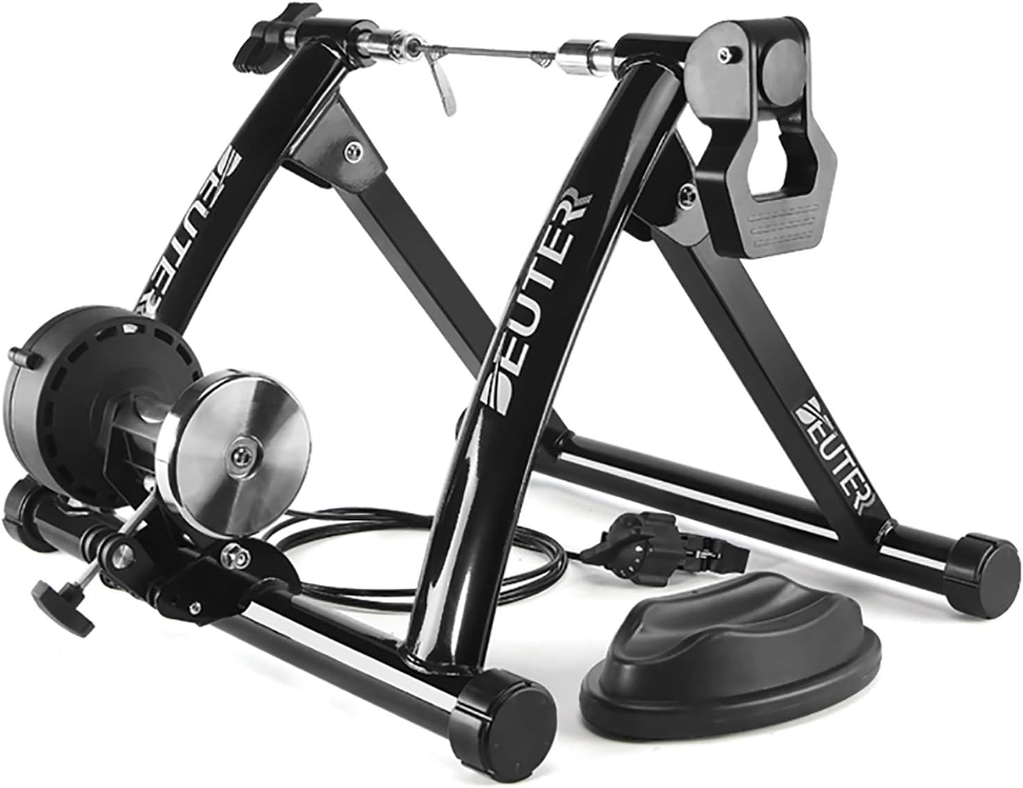 Bike Trainer, Magnetic Bicycle Stationary Stand for Indoor Exercise Riding, 26-29' & 700C Wheels, Quick Release Skewer & Front Wheel Riser Block Included